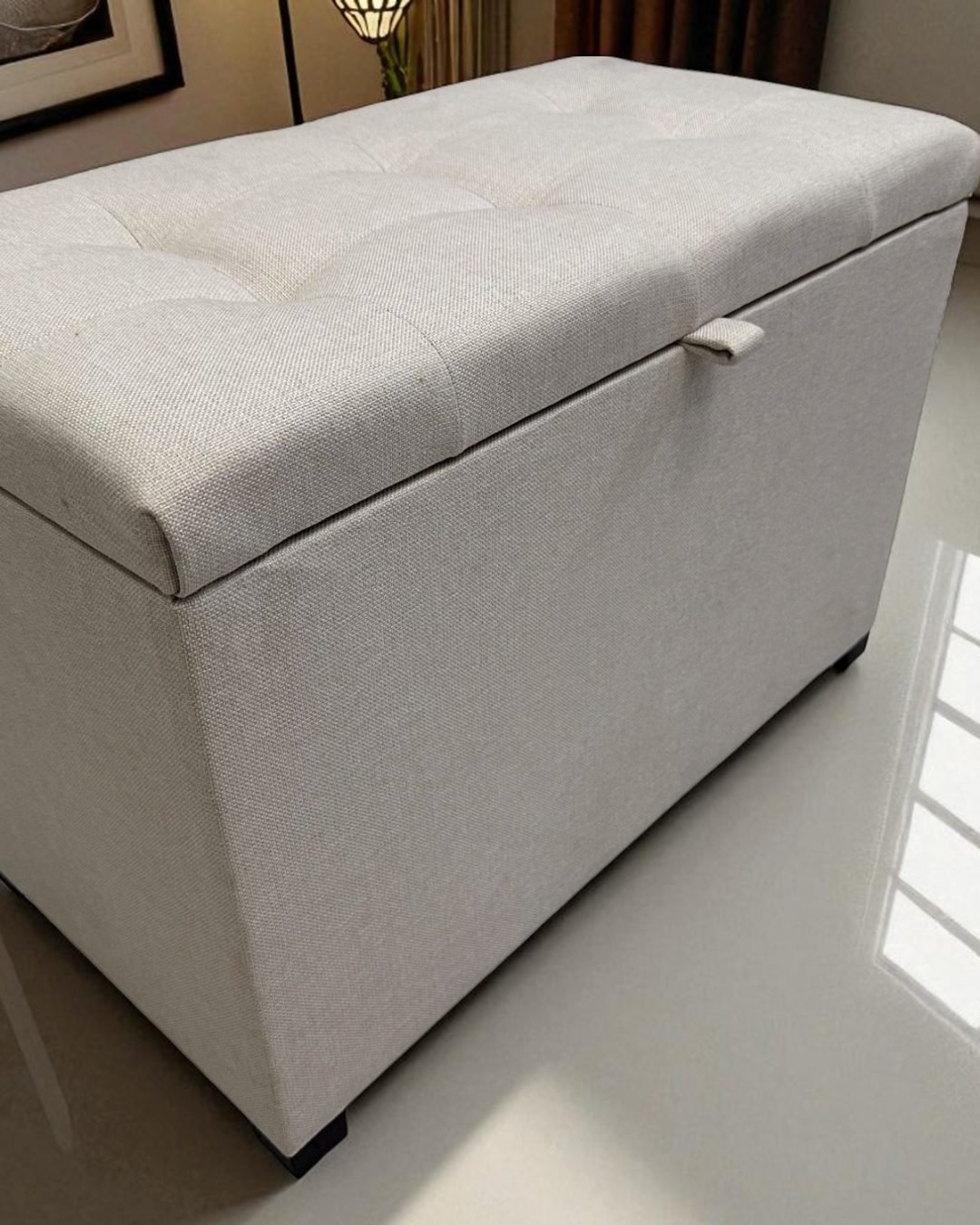 Puff Baú 68 cm Creme Premium 1